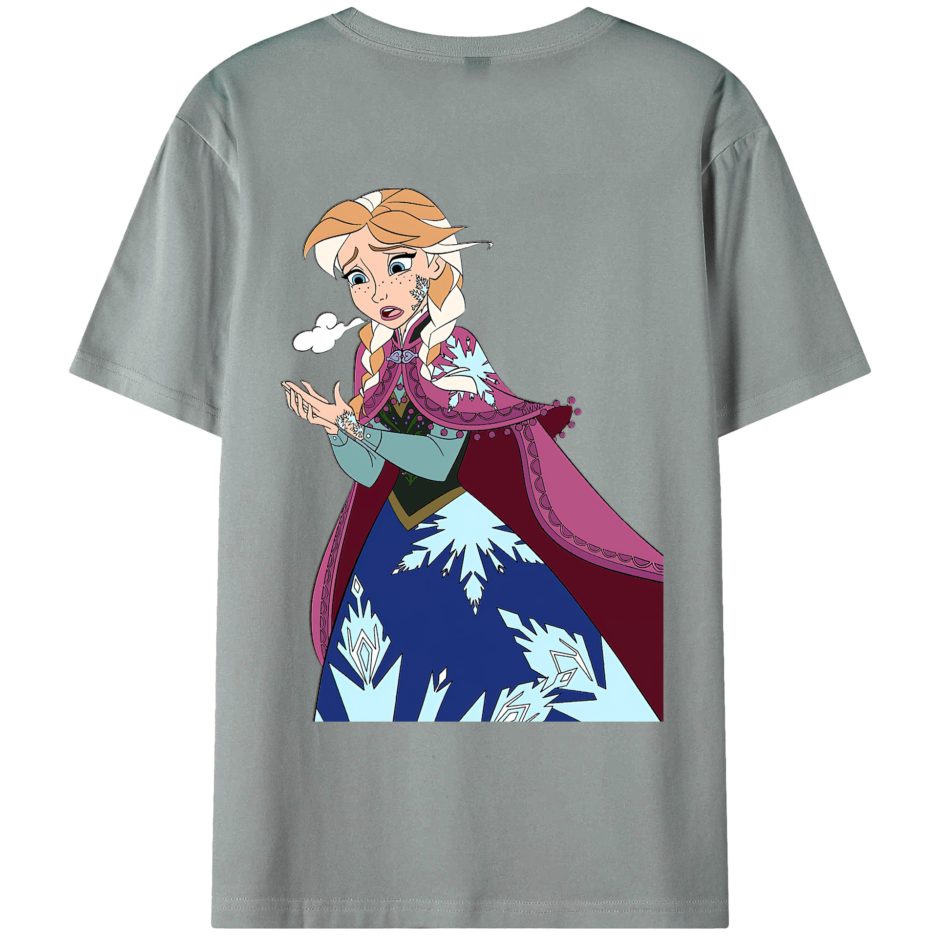 （画像用） アナと雪の女王 アンナ エルサ Frozen Anna Elsa 綿100％ メンズ半袖Tシャツ（バックプリント） 通気性